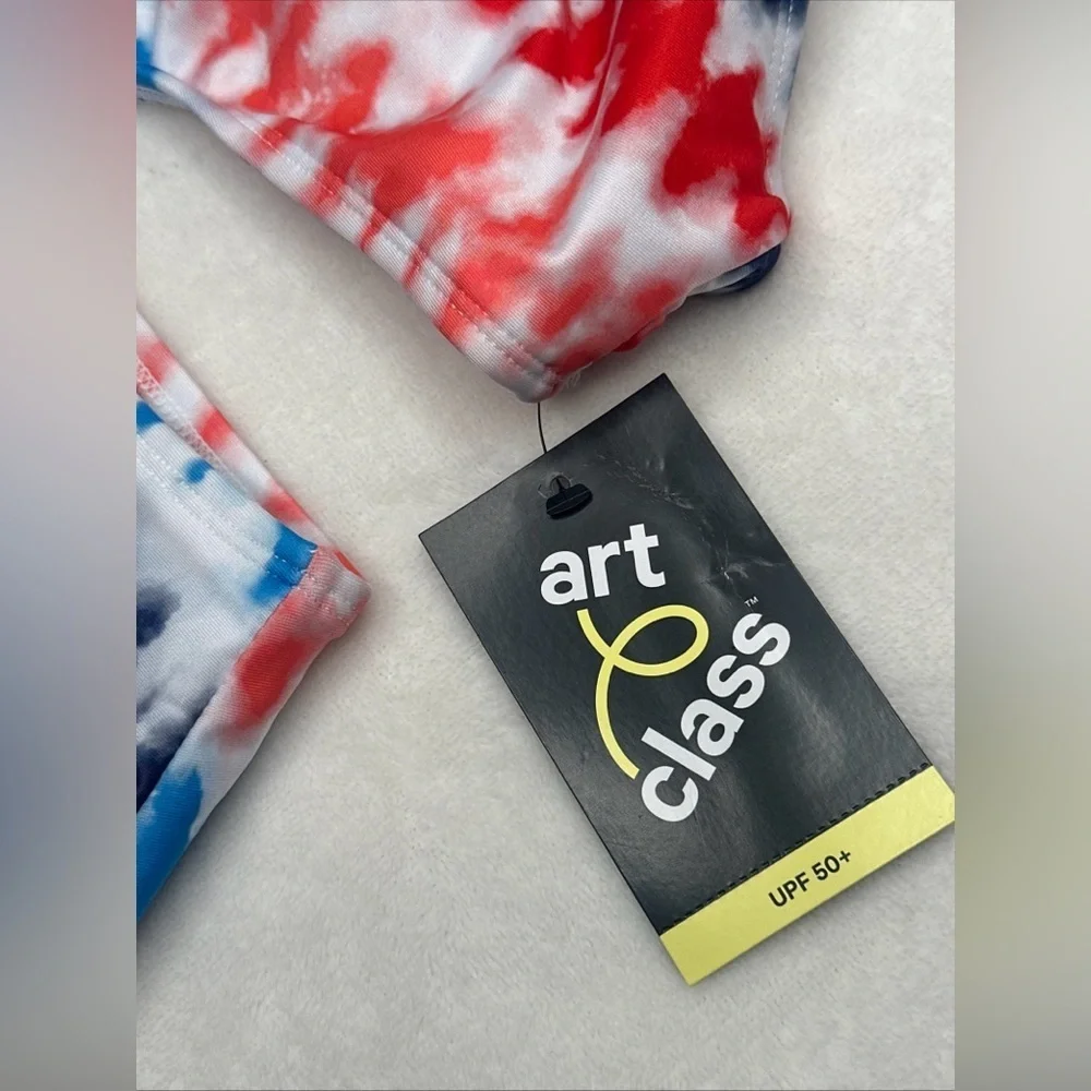 Art Class Blue Red White One Piece Swimsuit Girls Size M (8)